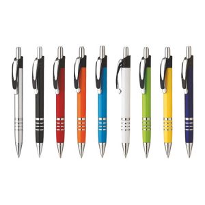 Penna a scatto in plastica con clip metallo